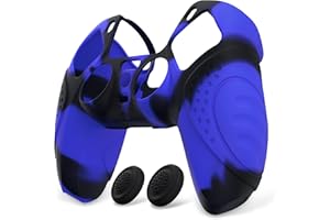 eXtremeRate PlayVital Protection Manette pour ps5 Coque,Housse Silicone avec Capuchon Joystick pour ps5 Controller Accessoire Cover Skin Antidérapante-Bleu & Noir,Édition Guardian