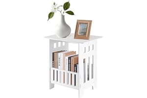 CROWNSHOP Small Side Table Side End Coffee Table Beside lamp Stand Nightstand Storage Shelf for Living Room Bedroom Bathroom Office Hallway White 1PCS