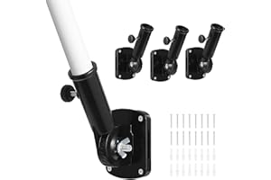 Coolty 4pcs Soporte para Mástil de Bandera de Metal Soporte de Montaje Ajustable Soporte de Asta de Bandera con Tubo de Expansión, Tornillo (Negro)