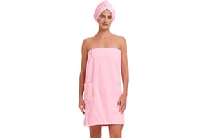 Knuffnee Women Wrap Towel Shower Spa Wraps Terry Cloth Bathrobe Adjustable Bath Wrap