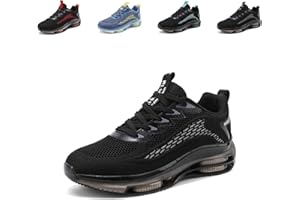NEOKER Scarpe Running Uomo Scarpe Sportive Corsa Ginnastica Palestra Sneakers Cuscino d'Aria Traspirante Mesh Antiscivolo Nero Blu Nero e Rosso 39-48