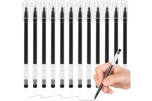 Autoau Bolígrafos, 12 Boligrafos Gel Negro Boligrafo de Secado Rápido de Tinta Punta Fina de 0,5 mm Boligrafo Gel para Oficina Escuela Suministros de Papelería