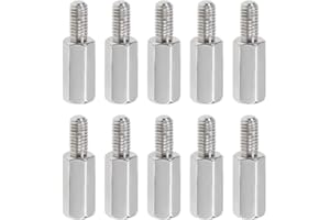 YOKIVE 10 Uds M3 Separadores Tornillos, Níquel Plateado Hexagonal PCB Separadores, Mantener Altura Consistente, Genial para Placa Base (Tono Plateado, 10 mm + 6 mm)