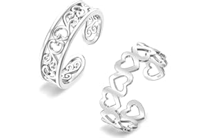 LeCalla 925 Sterling Silver Minimalist Toe Rings Set Simple Open Adjustable Toe-Rings for Women