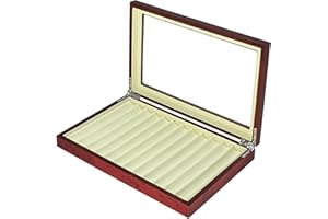 MAESTRORELOJERO MR Maestro Relojero - Scatola Portapenne con vetrina per 12 penne in legno Noce | Espositore penne stilografiche | Portapenne da esposizione | Raccoglitore collezioni | Ciliegia, legno
