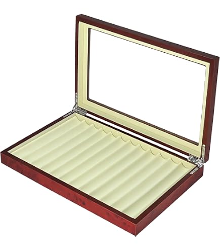 Présentoir Pour 24 Stylos Maestrorelojero - Bois, Verre, Microfibre - Pour Collectionneurs, Bureau