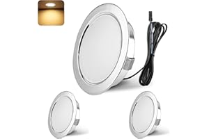 YindaLux Spot LED Encastrable, Spot LED 12V 3000K Blanc chaud Dimmable, 3W Extra Plat Spot encastrable, Trou 55-58mm Aluminium Plafonnier spot avec câble de 2m, Lot de 3, Chrome
