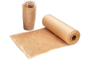 SZSYumUnion Rotolo di carta da imballaggio a nido d'ape, Alternativa all'involucro a bolle per traslochi, Imballaggio di arachidi, Spedizioni rotturali, Rotolo di carta da imballaggio