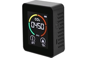 YILILAY CO2 Detector, 3 in 1 Carbon Dioxide Detector, Indoor CO2 Monitor with Backlight and Alarm, Temperature and Humidity Meter with Alarm for Home, RV, Grow Tents, Black