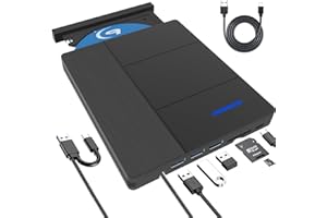 TOMVYTER 7 en1 Lecteur Blu-Ray Externe - Lecteur Graveur Blu Ray avec USB 3.0 Type-C, DVD/BD Portable Externe Lecteur Blu Ray Externe, Graveur Optical Bluray Drive pour PC Windows 1110 8 7 XP