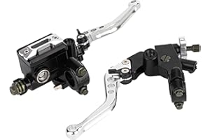Fydun Leve Freno Frizione Moto Universali Regolabili 7/8" - Leve in Alluminio con Serbatoio per Manubrio da 22mm (Argento)