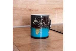 Mad Monkey Tasse avec carte du monde - Tasse à changement de couleur jour et nuit