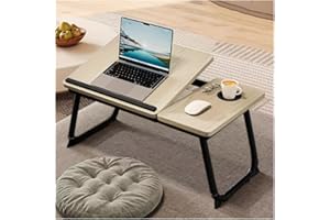 SMALLRUN Bandeja para Cama, Mesa Plegable de Desayuno Mesa Ordenador Portátil Multifunción Mesa de Ordenador portátil para Cama y sofá (AB, Arce)