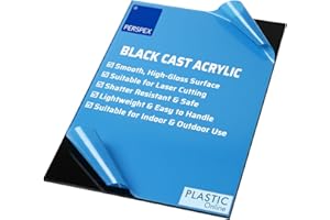 TIELO 3mm Plexiglass Black Gloss Cast Acrylic Plastic Sheet Panel with Finished Polished Edges A4-21cm x 29.7cm
