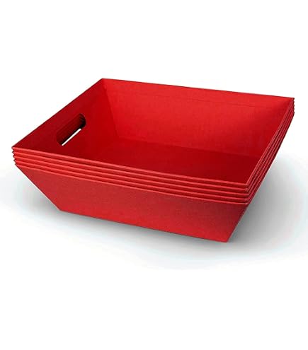 5 Paniers Cadeaux Vides 34X23X11 cm avec 200g de Papier de Pin, 10 Feuilles Cellophane, 25m de Fil - Coffret en Carton sans Couvercle, Corbeilles, Cadeaux, Anniversaire, Pâques, Saint-Valentin, Fêtes