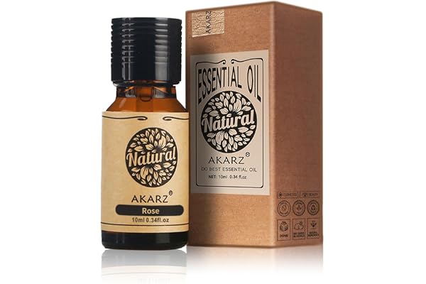 AKARZ Huile Essentielle de Rose Naturelle Bio Pure Premium Huile de Rose pour la Peau, le Corps, les Cheveux, le Diffuseur, la Bougie, le Savon, le Bricolage, l'Arôme de Massage 10 ml