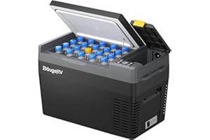 BougeRV CRPRO - Frigo Portatile, 25 litri (-22 ℃ ~ 10 ℃), 12/24 V CC & 110-240 V CA, Frigorifero per Auto, Frigo a compressore 12v, Frigorifero portatile, Campeggio, Viaggi, Nero