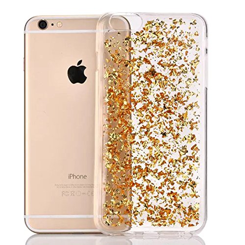 iPhone 6S / iPhone 6 Hülle Glitzer ,SKYXD Blattgold Funken Flocken Pailletten Design Schutzhülle Weiche TPU Transparent Silikon Handyhülle mit [ Koala Staubstecker + Eingabestift ] Glanz Kristall Handytasche Schick Klar Zurück Haut Schlank Etui Schale Fall – Gold - 2