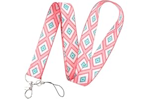 JAPANSAI Lanyard Rombos Rosa bonito | Cordón para el Cuello | No Pierdas más tus Llaves | Llavero para Móvil Mascarilla Teléfono y Llaves| Regalo Original