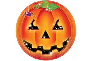 Amakando Assiettes jetables d'halloween Enfants courge 8 Assiettes Halloween Motif Citrouille 23 cm Assiettes de fête Bol de Repas à thème citrouilles équipement soirée Terrifiant Enfant