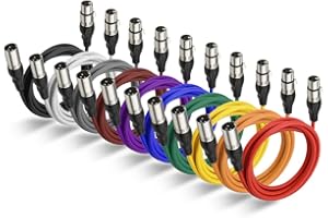 NUOSIYA XLR Kabel 2m 10 Farben XLR Mikrofon Splitterkabel Adapter, 3-Pin XLR Stecker auf Buchse Mikrofonkabel für Mikrofon, Verstärker, Mischpult, Lautsprecher