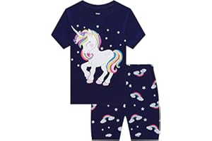 MIXIDON Mädchen Schlafanzug Kurz Kinder Sommer Baumwolle Kinder Pyjama 98 104 110 116 122 128 134 140 146