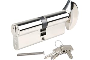DIDA® 70mm(35T/35) Thumb Turn Euro Cylinder Lock,UPVC Barrel Lock with 3 Keys Anti-Pick,Anti-Bump,Anti-Drill,High Security,Polished Nickel Finish,Suitable for All Door Types,BS EN 1303:2005