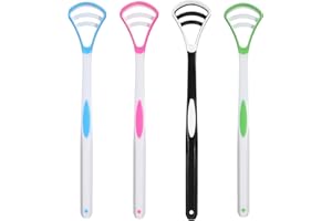 JIYIN Lot de 4 gratte-langues pour adultes et enfants - Gratte-langue - Gratte-langue - Réduction de la mauvaise haleine - Améliore votre hygiène buccale