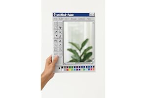 GLADTOGIFT Retro Paint Mirror 12x18 Inch Wall Hanging MS Paint-Inspired Quirky Mirror for Room Decor Velvety Touch Fun Gift for Creatives, Gamers, Teens, Boys & Girls