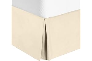 Rohi Pleated Base Valance Sheet Double – Polycotton Base Valance Sheet with Extra Deep 16” Skirt – Wrinkle Free & Fade Resistance – Easy Care Fitted Bed Sheets – (Fit Under Mattress,Cream)