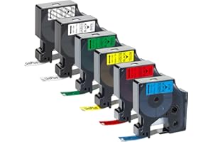 UniPlus 12mm x 7m Ruban pour Étiqueteuse Compatible pour Dymo D1 45013 45010 45016 45017 45018 45019 Compatible avec Dymo LabelManager 160 280 210D 250 260P 360D 500TS LabelWriter 450 DUO Paquet de 6