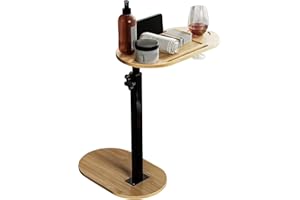 YCBTREE Stolik pomocniczy w kształcie litery C, mały stolik kawowy, bambusowy, z regulacją wysokości, owalna sofa, stolik pomocniczy, nowoczesny mobilny stolik kawowy, stolik boczny do salonu