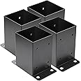 Likeem 4 x 4 Post Base 4 PCS,Inner Size 3.6"x3.6"Deck Post Base,Heavy Duty Metal Black Powder Coated Post Brackets,for Pavilion Deck Railing Support Deck Base Plate, Support Bolt Down