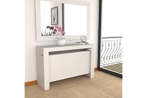 VE.CA.S.R.L. Mercurio XXL VE.CA. TAVOLO CONSOLLE MERCURIO XXL CON PORTA PROLUNGHE ALLUNGABILE DA 40 A 300 CM, IN DIVERSE COLORAZIONI, ARREDO CUCINA, ARREDO CASA colore quercia sherwood (BIANCO FRASSINATO)