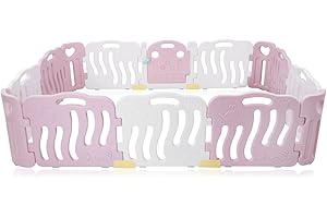 Baby Vivo Parc Bébé Barrière Sécurité Plastique Enfant Protection Porte Espace Jeu Chambre en Rose/Blanc - Bailey
