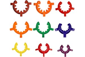 StonyLab Plastic Joint Clips Set, 9 pcs Keck Clamp Lab Keck Clips 10/12/14/19/24/29/34/40/45mm for Glass Standard Conical Interface Clip Ground Glass Joint, Multi Size and Colors
