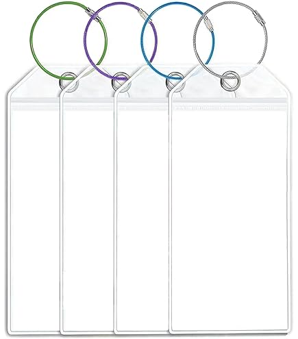 10 Etichette Per Valigie Da Crociera - PVC Trasparente Impermeabile, 19.5x10.3 Cm, Con Nastro Metallico - Foto 7