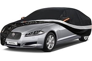 Telo Copriauto da Esterno, Holthly Telo Copri Auto Berlina Felpato 100% Impermeabile, Copertura Auto Antipolvere Anti UV Sole, Telone Auto per Maserati Ghibli, Audi A6,Jaguar XF, Volvo S90. Nera