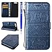 Produktbild FESELE Schutzhülle für [Huawei P10 Plus] Niedlich Karikatur Elefant Prägung Brieftasche Hülle Leder Tasche Flip Case Handyhülle mit Standfunktion und Magnetverschluss, Huawei P10 Plus Flip Hülle Bookstyle Lanyard Wallet Cover Kartenfach Ledertasche Leder-Mappen-Karten-Slot-Abdeckung für Huawei P10 Plus + Blau Eingabestift Stylus Touch Pen-Elefant,Marine Blau