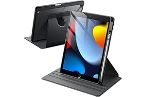 JETech Coque Rotative pour iPad 9/8/7 (10,2 Pouces, Modèle 2021/2020/2019, 9ème/8ème/7ème Génération) avec Porte-Stylet, Étui Housse de Protection, 360 Degrés Support Tablette (Noir)