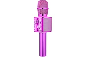 BONAOK Wireless Microphone Karaoke, Small Karaoke Mic Speaker, Rechargeable Bluetooth Mic for Partys, Karaoke Machine for Adults Kids, for iPhone/PC or All Smartphone(Purple