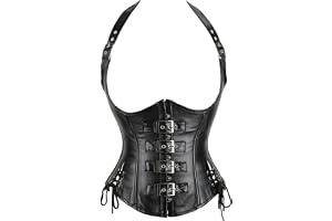 WLIHDB Korsett i PU-läder med spagettiband, sexig bustier, bantningsbä för kvinnor för kvinnor