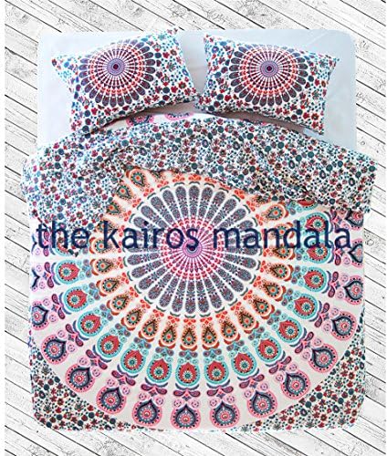 Lakshmi Handmade, Mandala Double Duvet Cover, Bohemian Duvet Cover, Mandala Bedding Double, Twin Queen or King Size with Pillowcases (Double/ Queen Size)