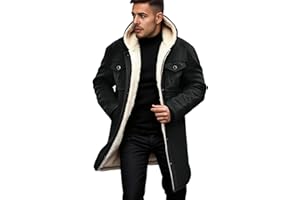 JVHYANFUL Lederjacke Herren Wildlederjacke Lang Gefütterte Vintage Kunstwildleder Mantel Winter Trucker Jacke Übergroßer Trenchcoat Freizeitjacke Wintermantel Warm Arbeitsjacke Ledermantel Leder Jacken