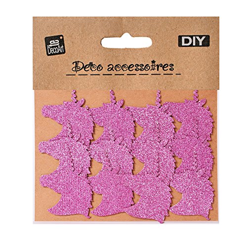 12 Textil Patch Aufbügler Aufbügelflicken Applikation Einhorn Unicorn lila Glitzer zum Selber Flicken Stylen Dekorieren ca. 6 x 4,5 cm - 2