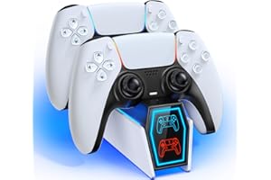 Loqdivr PS5 Controller Ladestation, 2H-Schnelllade-Ladedock für PS5 mit LED-Leuchtanzeigen für Controller(2025 New)