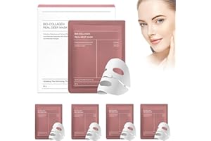 ALLILUYAA Bio-Collagen Deep Mask,Bio Collagen Face Mask,Pure Collagen Films Korean Deep Hydrating Firming Overnight Hydrogel Mask, Improve Moistur, Elasticity and Wrinkle（4 tablets in a box）