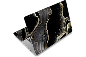 TOLULU Laptop Skin Sticker Decal,12" 13" 13.3" 14" 15" 15.4" 15.6 inch Laptop Vinyl Skin Sticker Cover Art Protector Notebook PC (Free 2 Wrist Pad Included), Decorative Waterproof, Black Golden Marble