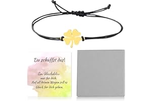 Bzzerumy 1 bracelet trèfle à quatre feuilles porte-bonheur avec carte de vœux et boîte cadeau, cadeau de fête des mères, cadeau pour fille