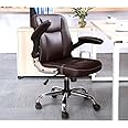 Oakcraft® Office and Study Chair Adjustable Tilt Angle and Flip-up Arms Executive Computer Desk Chair, Thick Padding for Comfort and Ergonomic DesignOC-01-Brown